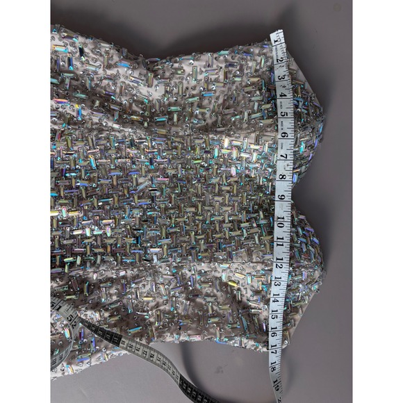 Sparkling Strapless Mini Dress Iridescent Sequin Embellished Party Cocktail - Picture 12 of 15